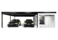 Garden house with Hormann safety garage door