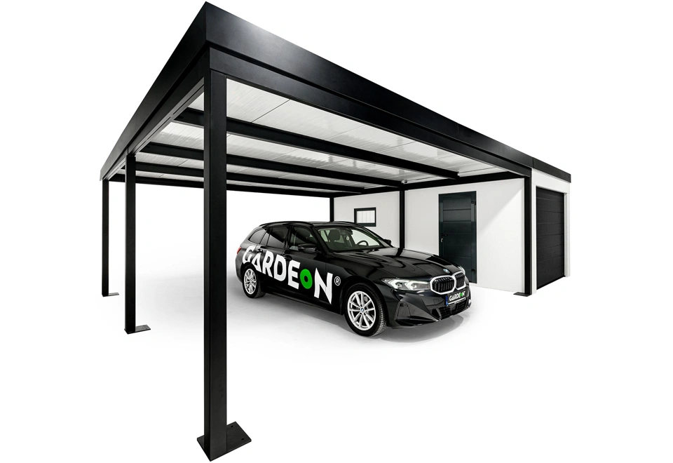 GARDEON® Garage mit Hörmann Garagentor, Fenster und Carport