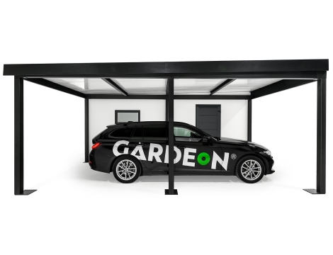 GARDEON® Garage mit Hörmann Garagentor, Fenster und Carport links