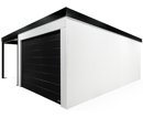 GARDEON® Garage mit Hörmann Garagentor, Fenster und Carport links