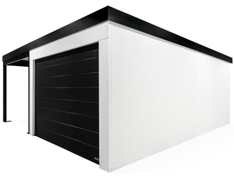 GARDEON® Garage mit Hörmann Garagentor, Fenster und Carport links