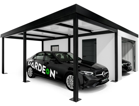 GARDEON® Garage mit Hörmann Garagentor, Fenster und Carport links
