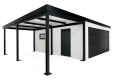GARDEON® Garage mit Hörmann Garagentor, Fenster und Carport links