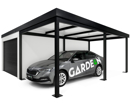 GARDEON® Garage mit Hörmann Garagentor, Fenster und Carport rechts