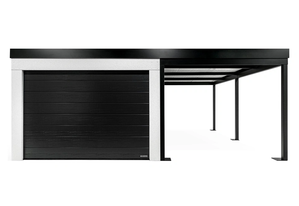 GARDEON® Garage mit Hörmann Garagentor, Fenster und Carport rechts