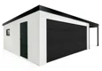 GARDEON® Garage mit Hörmann Garagentor, Fenster und Carport rechts