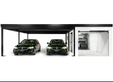 GARDEON® Garage mit Hörmann-Sektionaltor (2500 × 2125 mm) und Carport