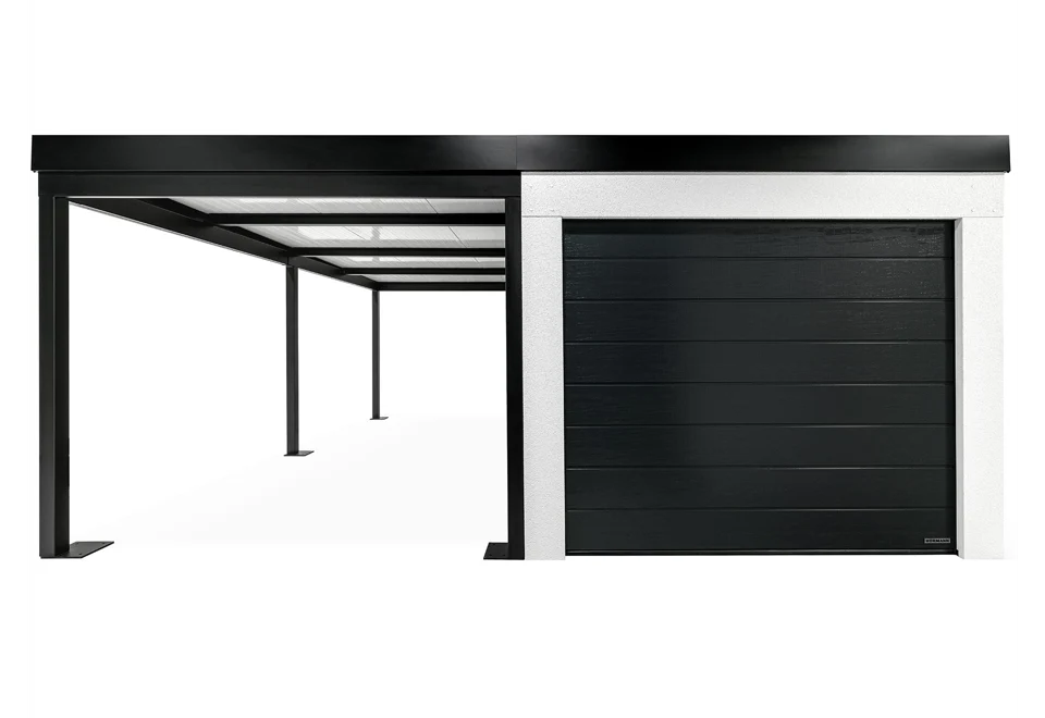 GARDEON® Garage mit Hörmann-Sektionaltor (2500 × 2125 mm) und Carport