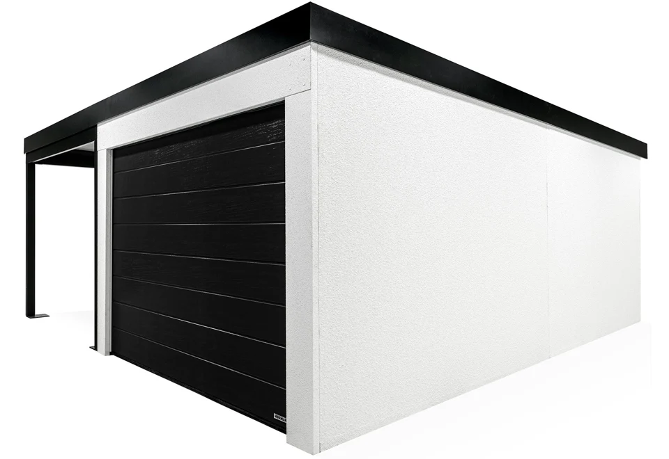 GARDEON® Garage mit Hörmann-Sektionaltor (3000 × 2125 mm) und Carport