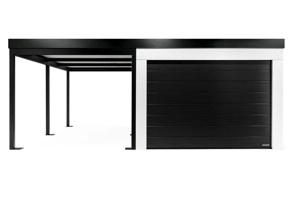 GARDEON® Garage mit Hörmann-Sektionaltor (3000 × 2125 mm) und Carport