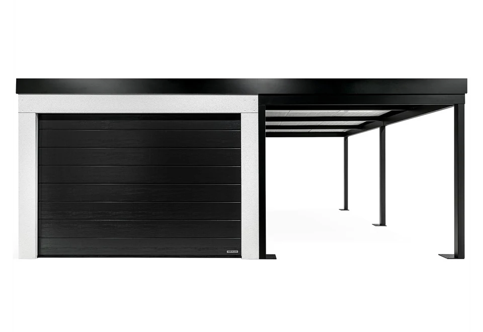 GARDEON® Garage mit Hörmann-Sektionaltor (3000 × 2125 mm) und Carport