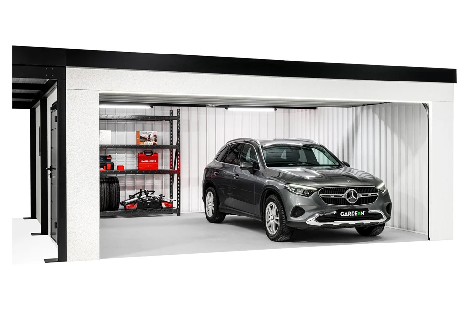 GARDEON® Garage mit Hörmann-Sektionaltor (5000 × 2125 mm) und Carport