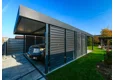 GARDEON® Garage mit Tür, Fenster, 2 Lichtbänder und Carport