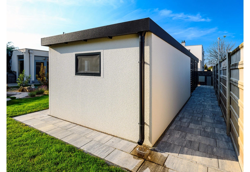 GARDEON® Garage mit Tür, Fenster, 2 Lichtbänder und Carport in Wunschgröße