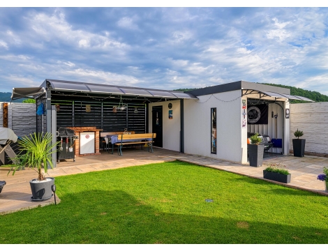 GARDEON® Garage mit Tür, Fenster, Dachfenster und Carport