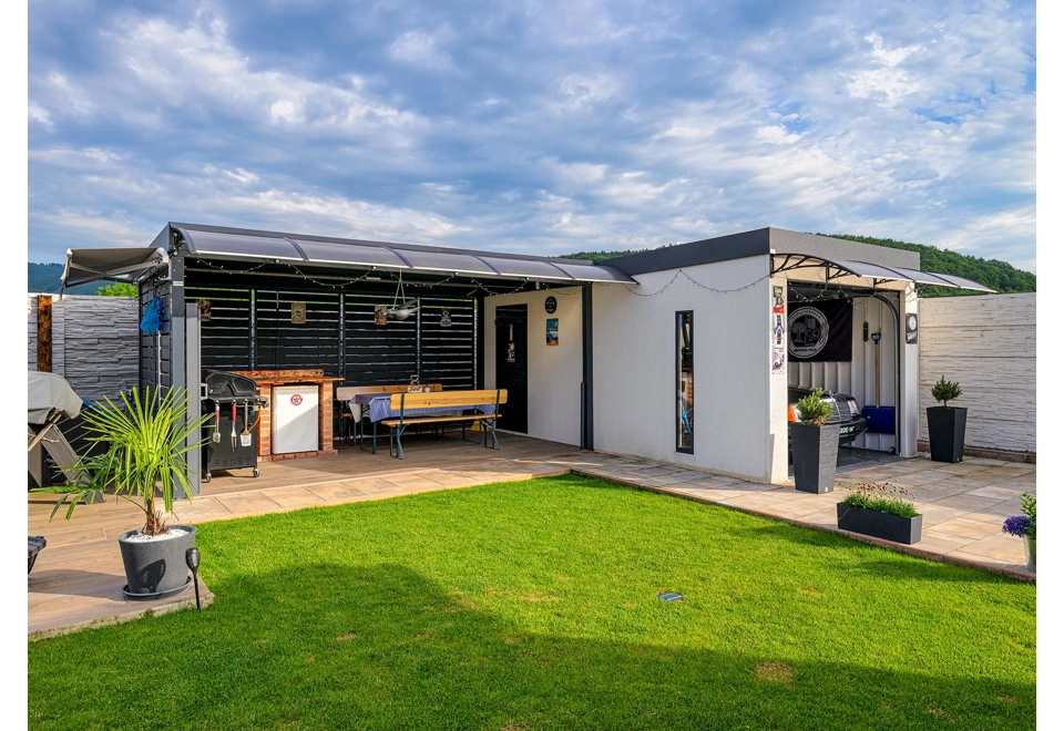 GARDEON® Garage mit Tür, Fenster, Dachfenster und Carport