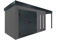 GARDEON® Gartenhaus 4 x 2 m mit doppelten Hörmann-Türen, zwei Lichtbändern und überdachtem Bereich