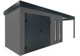 GARDEON® Gartenhaus 4 x 2 m mit doppelten Hörmann-Türen, zwei Lichtbändern und überdachtem Bereich