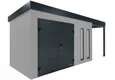 GARDEON® Gartenhaus 4 x 2 m mit doppelten Hörmann-Türen, zwei Lichtbändern und überdachtem Bereich