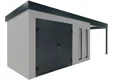 GARDEON® Gartenhaus 4 x 2 m mit doppelten Hörmann-Türen, zwei Lichtbändern und überdachtem Bereich