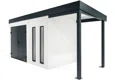 GARDEON® Gartenhaus 4 x 2 m mit doppelten Hörmann-Türen, zwei Lichtbändern und überdachtem Bereich