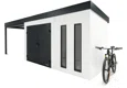 GARDEON® Gartenhaus mit doppelten Hörmann-Türen, zwei Lichtbändern und überdachtem Bereich