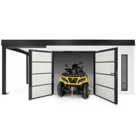 GARDEON® Gartenhaus mit doppelten Hörmann-Türen, zwei Lichtbändern und überdachtem Bereich
