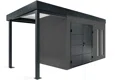 GARDEON® Gartenhaus mit doppelten Hörmann-Türen, zwei Lichtbändern und überdachtem Bereich