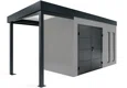 GARDEON® Gartenhaus mit doppelten Hörmann-Türen, zwei Lichtbändern und überdachtem Bereich