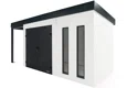 GARDEON® Gartenhaus mit doppelten Hörmann-Türen, zwei Lichtbändern und überdachtem Bereich