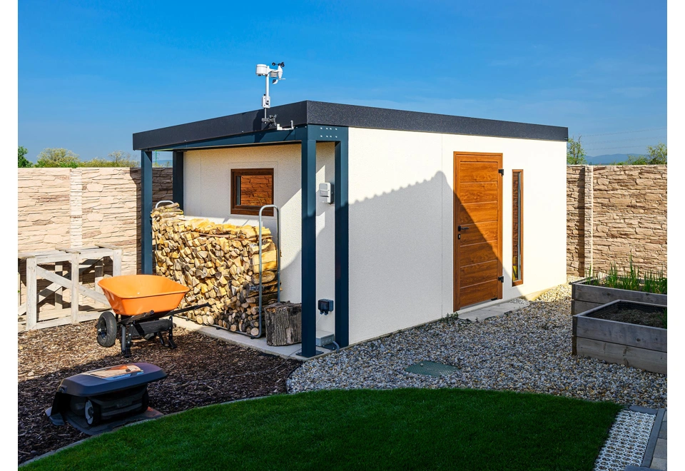 GARDEON® Gartenhaus mit Fenster, Lichtband und Überdachung