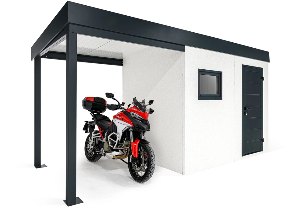 GARDEON® Gartenhaus mit Hörmann-Tür, Fenster und überdachtem Bereich