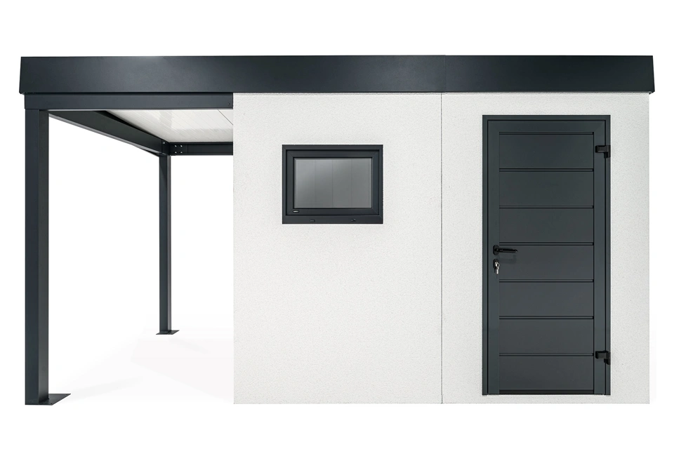 GARDEON® Gartenhaus mit Hörmann-Tür, Fenster und überdachtem Bereich