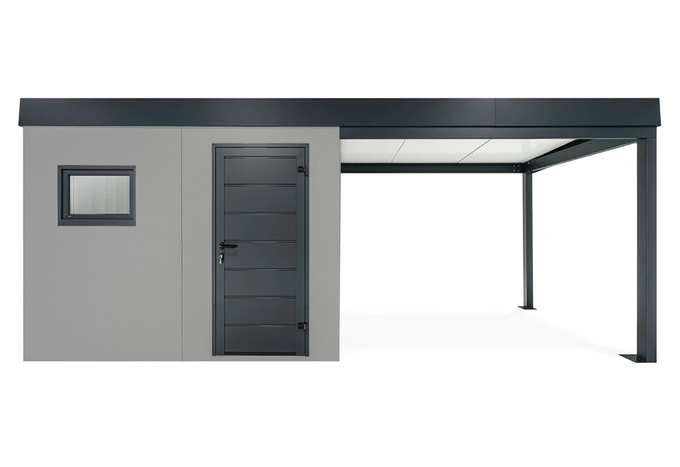 GARDEON® Gartenhaus mit Hörmann-Tür, Fenster und überdachtem Bereich