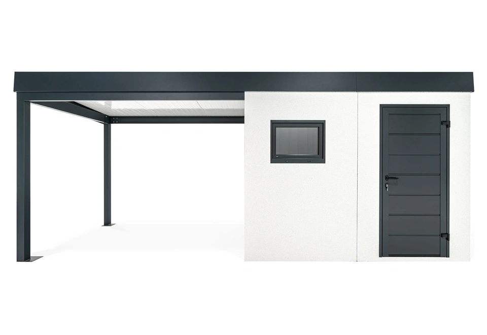 GARDEON® Gartenhaus mit Hörmann-Tür, Fenster und überdachtem Bereich