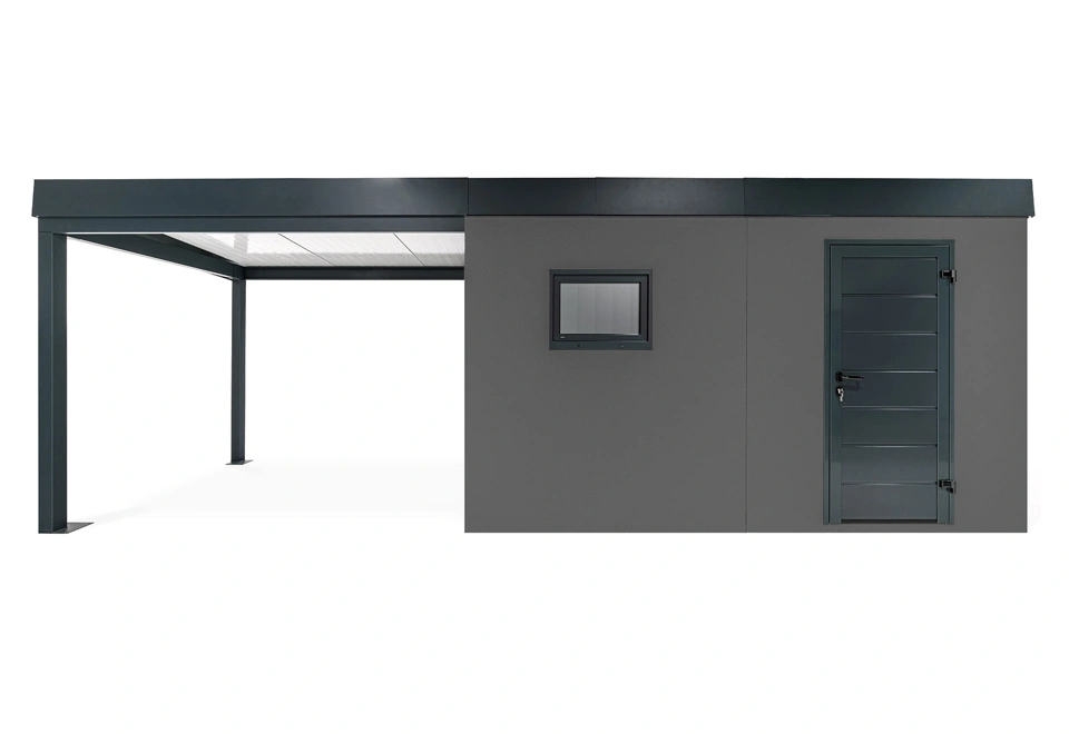 GARDEON® Gartenhaus mit Hörmann-Tür, Fenster und überdachtem Bereich