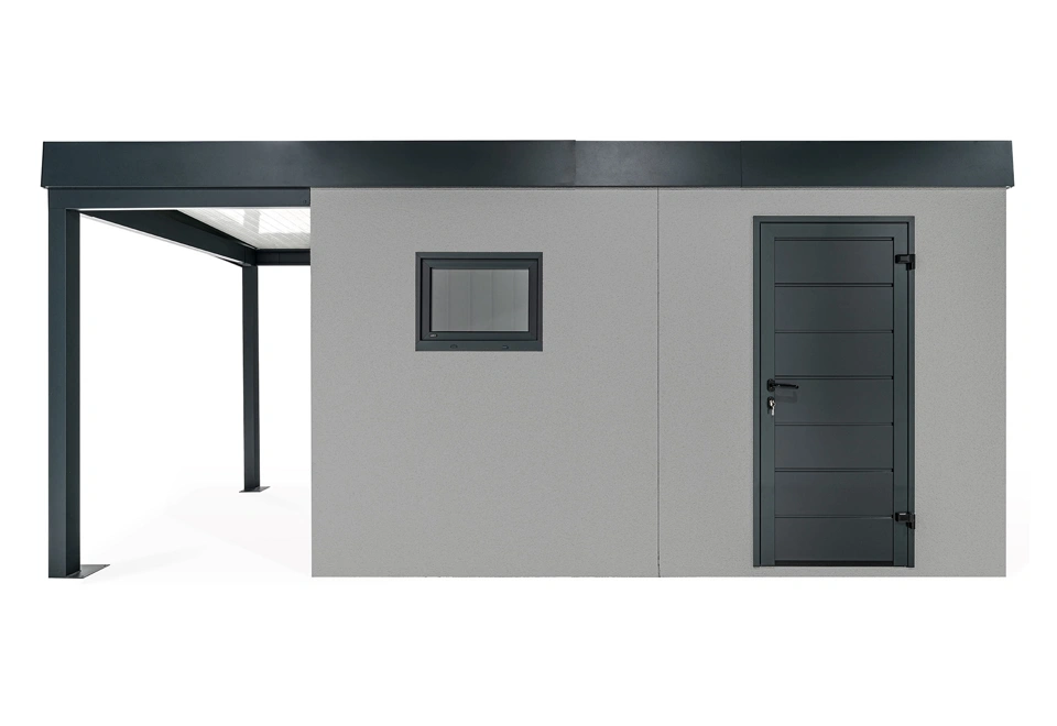 GARDEON® Gartenhaus mit Hörmann-Tür, Fenster und überdachtem Bereich