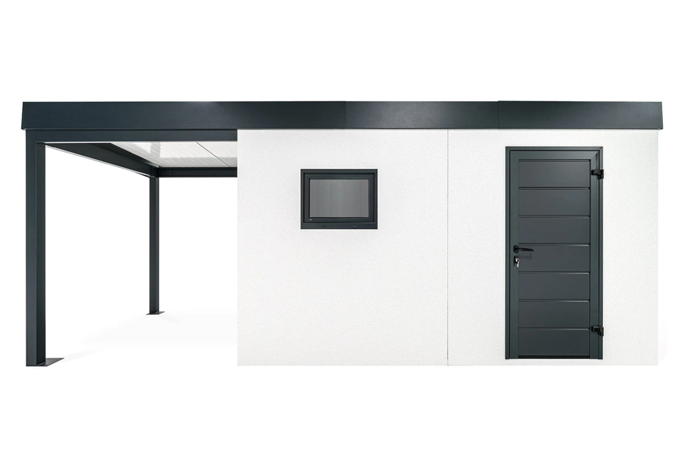 GARDEON® Gartenhaus mit Hörmann-Tür, Fenster und überdachtem Bereich