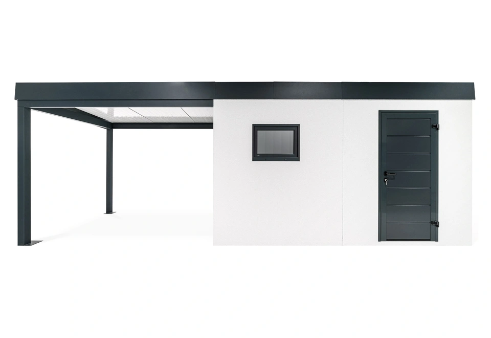 GARDEON® Gartenhaus mit Hörmann-Tür, Fenster und überdachtem Bereich
