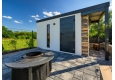 GARDEON® Gartenhaus mit Hörmann-Tür, Lichtband und überdachtem Bereich