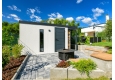 GARDEON® Gartenhaus mit Hörmann-Tür, Lichtband und überdachtem Bereich