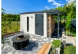 GARDEON® Gartenhaus mit Hörmann-Tür, Lichtband und überdachtem Bereich