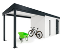GARDEON® Gartenhaus mit Hörmann-Tür, Lichtband und überdachtem Bereich