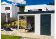 GARDEON® Gartenhaus mit Hörmann-Tür, Lichtband und überdachtem Bereich