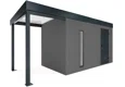 GARDEON® Gartenhaus mit Hörmann-Tür, Lichtband und überdachtem Bereich