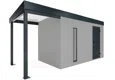 GARDEON® Gartenhaus mit Hörmann-Tür, Lichtband und überdachtem Bereich