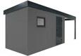GARDEON® Gartenhaus mit Hörmann-Tür und Fenster und überdachtem Bereich