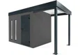 GARDEON® Gartenhaus mit Hörmann-Tür, zwei Lichtbändern und überdachtem Bereich