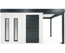 GARDEON® Gartenhaus mit Hörmann-Tür, zwei Lichtbändern und überdachtem Bereich