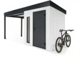 GARDEON® Gartenhaus mit Hörmann-Türen, Lichtband und überdachtem Bereich